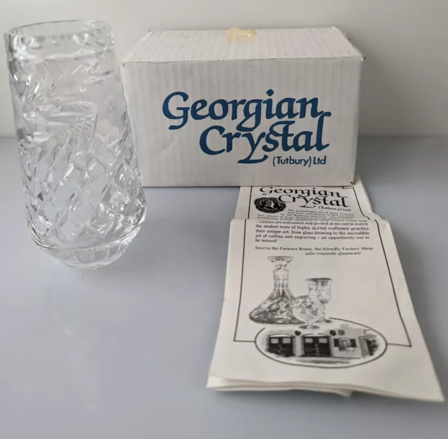 Tutbury Georgian Crystal Small Glass Vase With Flowers New