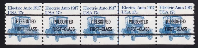 1906a Transportation – 17c PNC strip of 5 Plate # 5  Precancel 5-A, 11 mm MNH