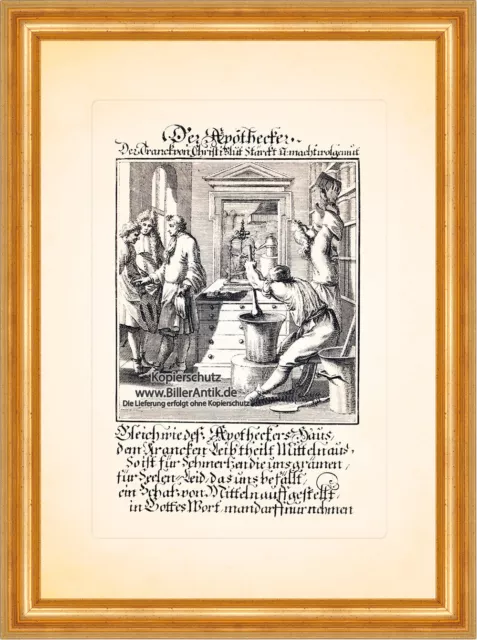 Der Apotheker Apotheke Medizin Arznei Kupferstich Christoph Weigel Berufe 006