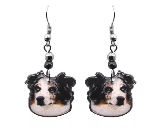 Australian Shepherd Dog Face Earrings Pet Head Animal Cute Breed Puppy Jewelry