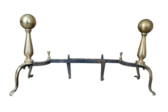 Set compagno cani da fuoco vintage ottone x2 coppia camino caminetto