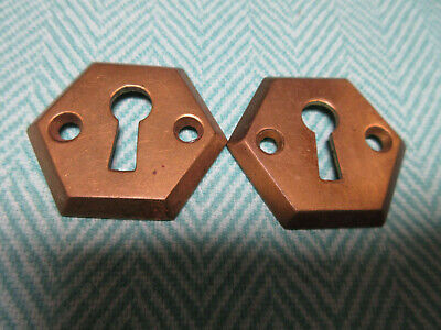 Pair Vintage Brass Key Hole Covers Plates