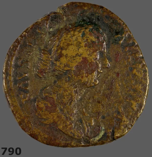 Ancient Roman Imperial Sestertius, Faustina the Younger, Marcus Aurelius RIC1663