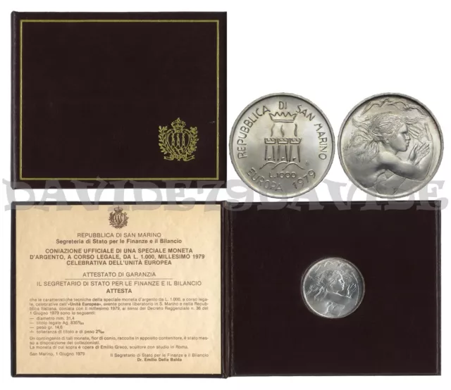 Repubblica San Marino - 1000 Lire Argento 1979 _ Europa _ Fdc In Confezione