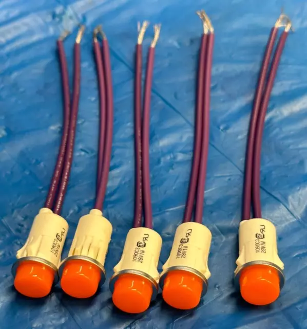 Mouser Electric Amber Diffused Panel Mount Indicator Lights 1090C3-28V Lot Of 5