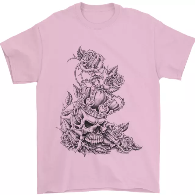 T-shirt da uomo teschio corona biker teschio gotico metallo pesante 100% cotone