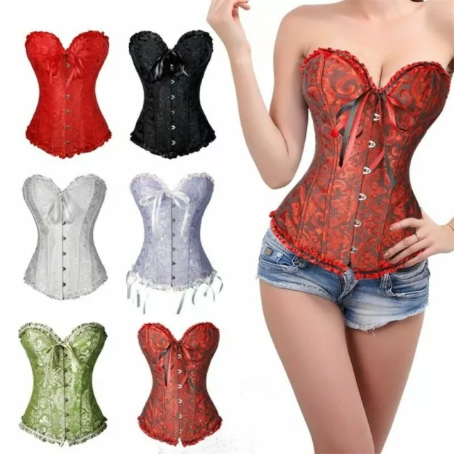 Corset femme taille plus lingerie sexy à lacets floraux ossés surbuste hauts bustier 2