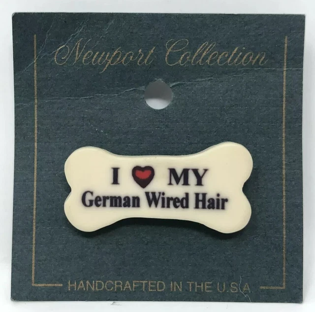 Vintage Dog Bone Pin: I LOVE MY GERMAN WIRED HAIR | Made In USA | Hat Backpack