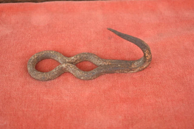 Old antique hook hand forged iron hook 19th century