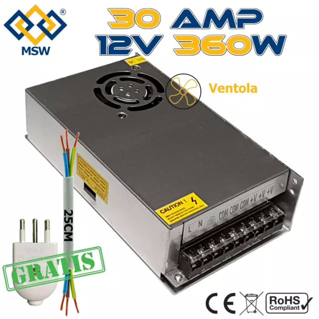 Trasformatore Alimentatore Stabilizzato 30A Amp - Out 12V Imput 220V - 360 Watts