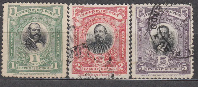 Peru Post 1901 Yvert 127/29 Gebraucht Figuren
