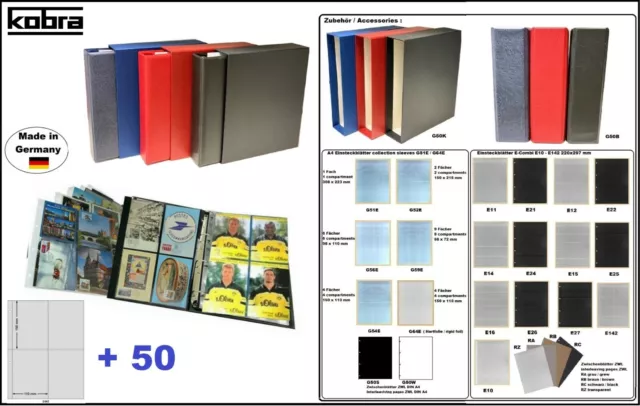 Kobra G54-R Lageralbum A4 Rouge + Cassette + 50 Étui G54E Pour 400 Cartes