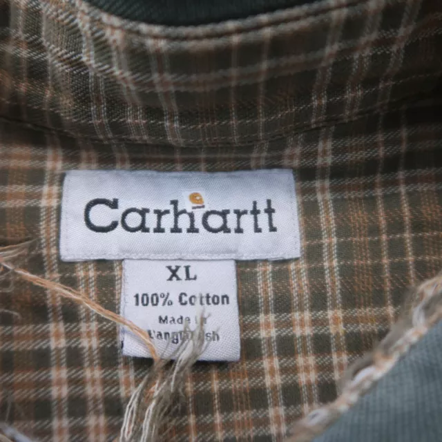 CARHARTT MENS CANVAS Work Shirt Jacket Shacket XL Snap Front Distressed ...