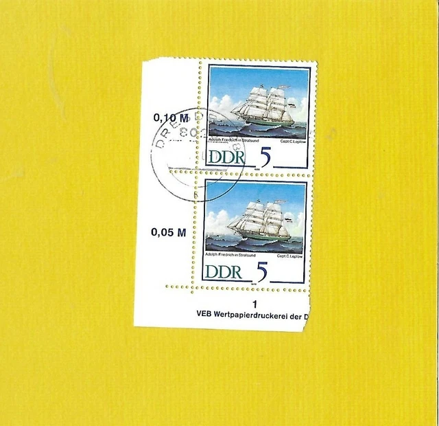 DDR DRUCKVERMERK 1988 - gestempelt°used - MiNr. 3198=Paar "Segelschiffe"