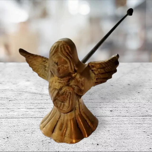 Brass Angel with Harp Candle Snuffer Extinguisher 10.5" Long Estate Vintage