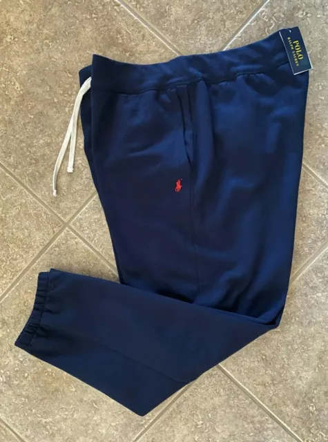 Polo Ralph Lauren Fleece Sweatpants Big & Tall 2XB Navy w/ Red Pony $138 NWT