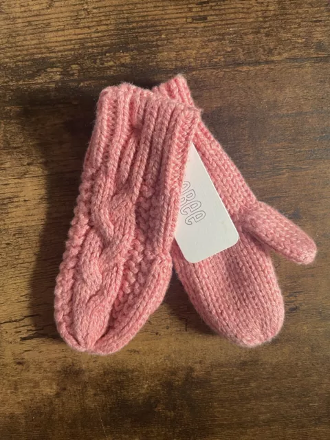 Gymboree Baby Girls Solid Pink Cotton Blend Cable Knit Mittens Pink 6-12 M
