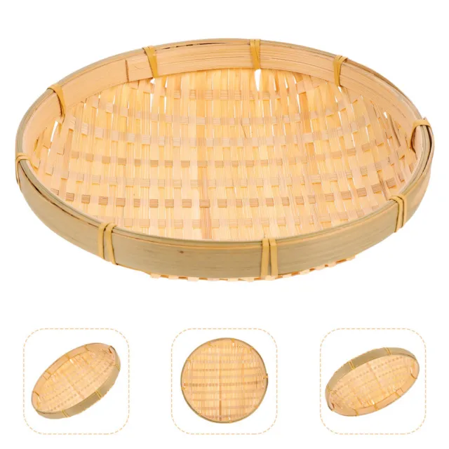 Bamboo Dustpan Wooden Storage Chest Kitchen Organizer Fruit Basket Weave