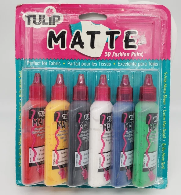 Paquete de 6 pinturas de tulipán 3D tela artesanal colores de moda 1,25 oz nuevo de lote antiguo 2007 sellado