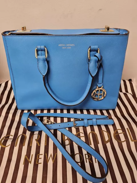 Henri Bendel West 57th Turnlock Key Blue Satchel