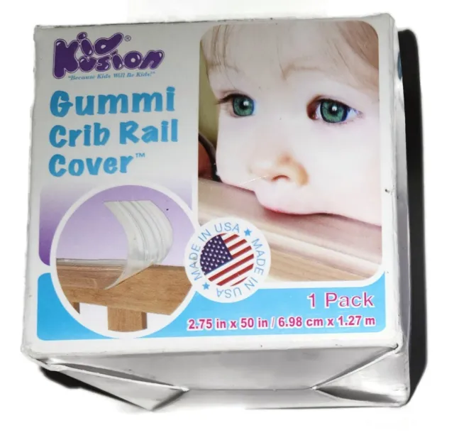 Kid Kusion Baby GUMMI CRIB RAIL COVER 2.75" x 50" - Soothes Sore Gums