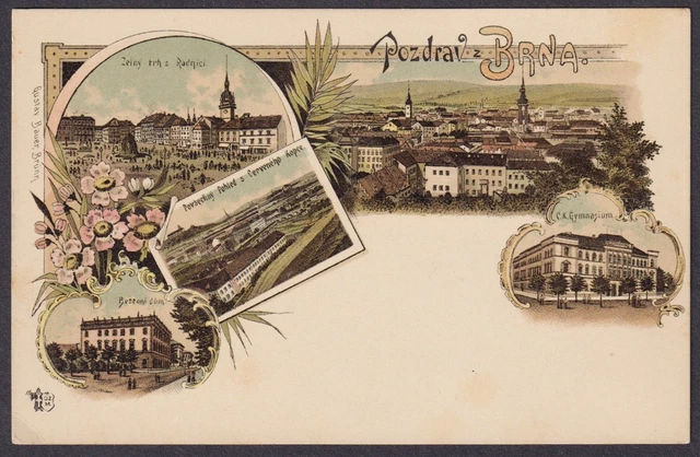 Pozdrav Z Brna Gruss Aus Brünn Brno Ak Litho Boemia Bohemia Cesko Czech