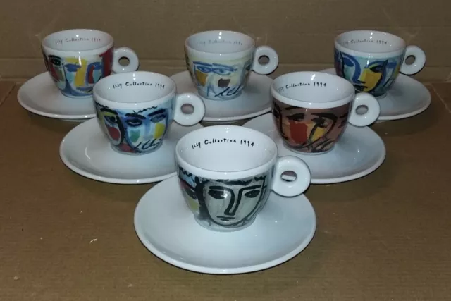 Illy Collection Sandro Chia . FACCE ITALIANE 1994 . 6 Tazzine da caffè