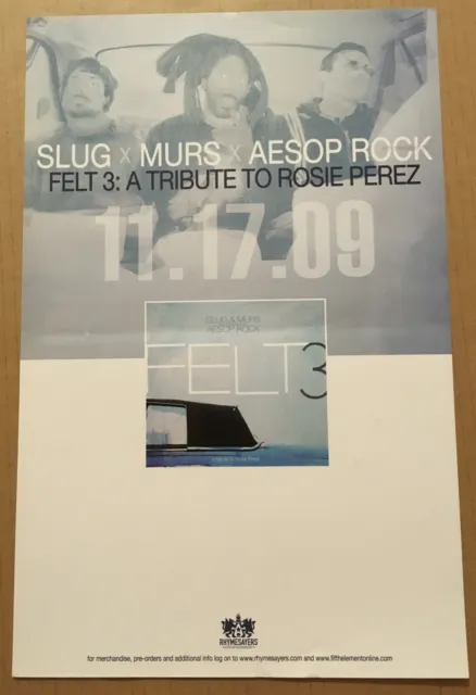 SLUG Murs AESOP ROCK Rare 2009 PROMO POSTER w/ RELEASE DATE of Tribute CD 11x17