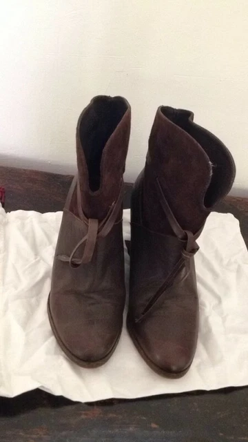 bottines cuir et daim bi matière
