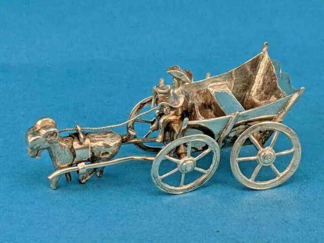 Dutch silver miniature toy of a goat & carriage with driver 1909 by S B Landeck