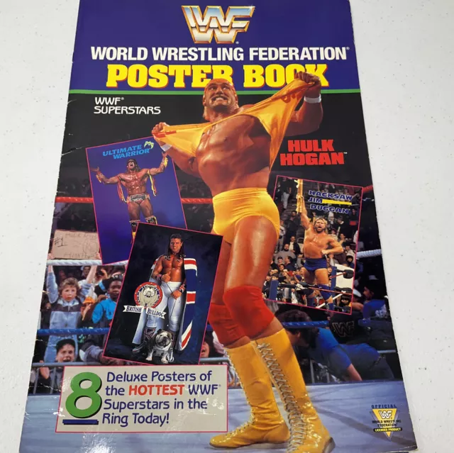 VINTAGE WWF 8 Poster Book Hulk Hogan Undertaker Ultimate Warrior 11x17 ...