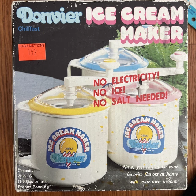 VINTAGE DONVIER 1 Pint Chillfast Manual Ice Cream Maker Hand Crank