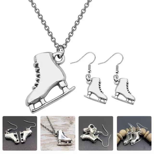 3 Pcs Skate Earring Necklace Trendy Earrings and Skating Gifts