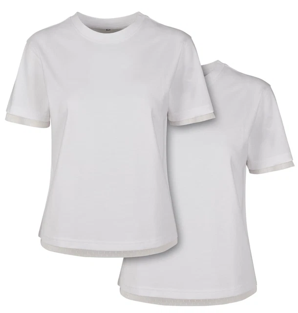 Build your Brand Femmes Lacets T-Shirt 2-Pack Chemise Brillant Basic Uni