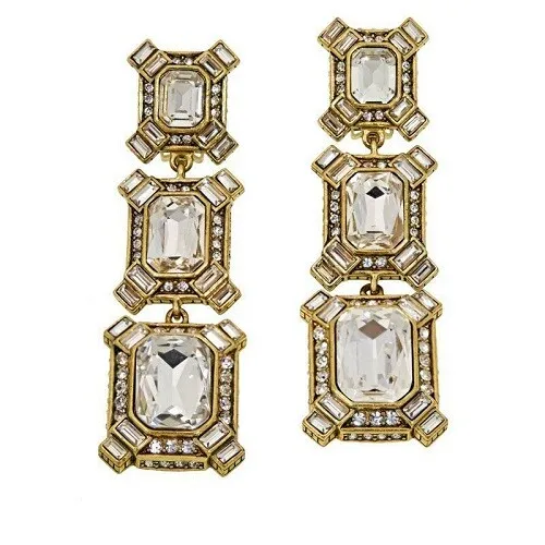 HSN Heidi Daus "Estate Splendor" Clear Crystal Dangle Clip-On Earrings