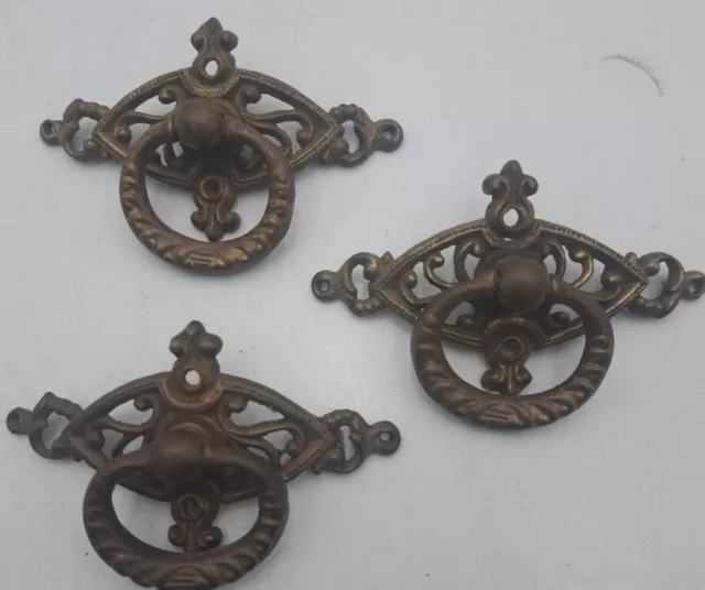Antique Drop Handles Drawer Pull Door Dresser Handle Furniture Hardware Lot Of 3