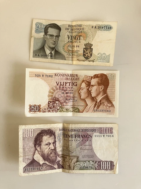 🇧🇪 Lot De Billets 20, 50 & 100 Francs Belge 🇧🇪