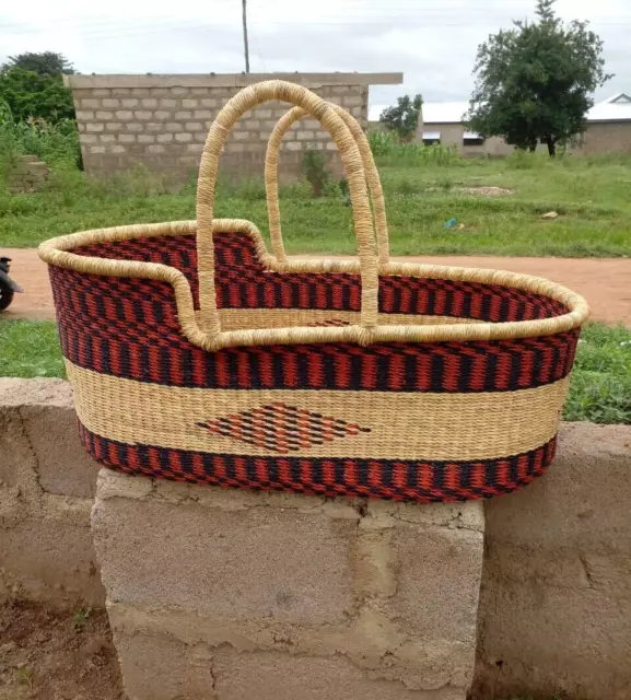 Baby Moses Basket with Mattress, Size 12x18x30 in- Baby Bassinet Basket-Wicker