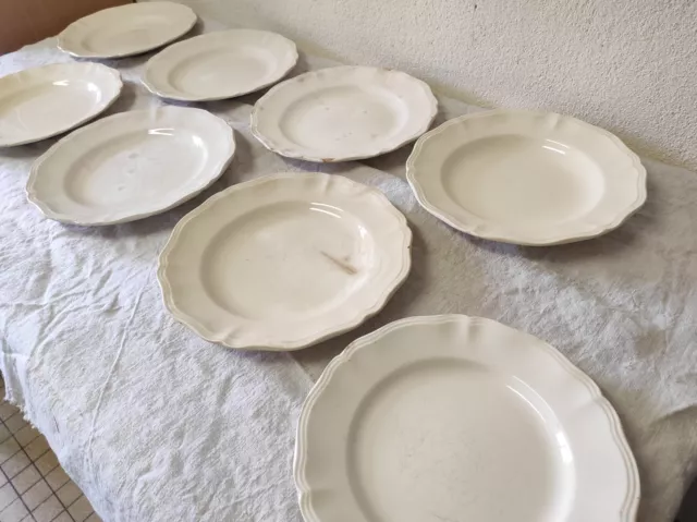 7 Assiettes plates + 1 assiette à dessert en céramiques  Sarreguemines