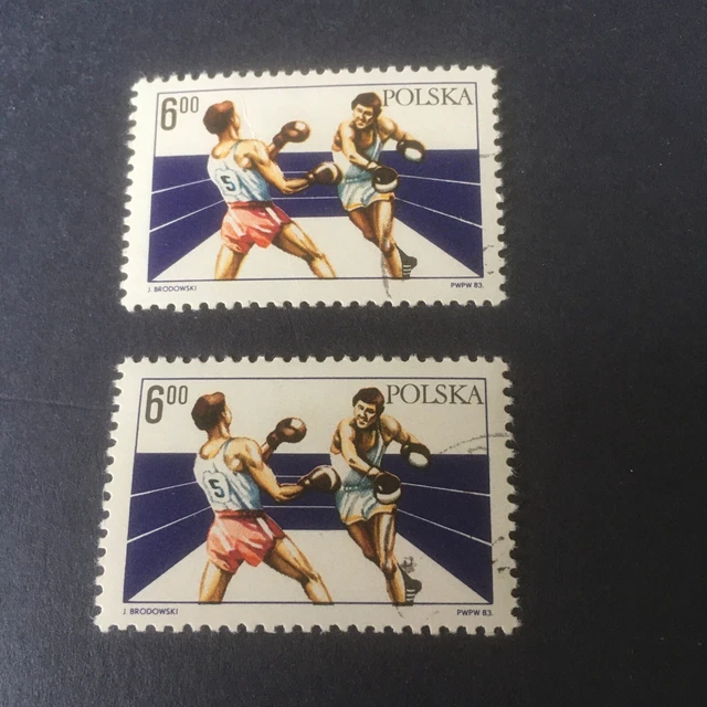 Polen 2 Briefmarken Gestempelt 1983 „Polnischer Boxverband“