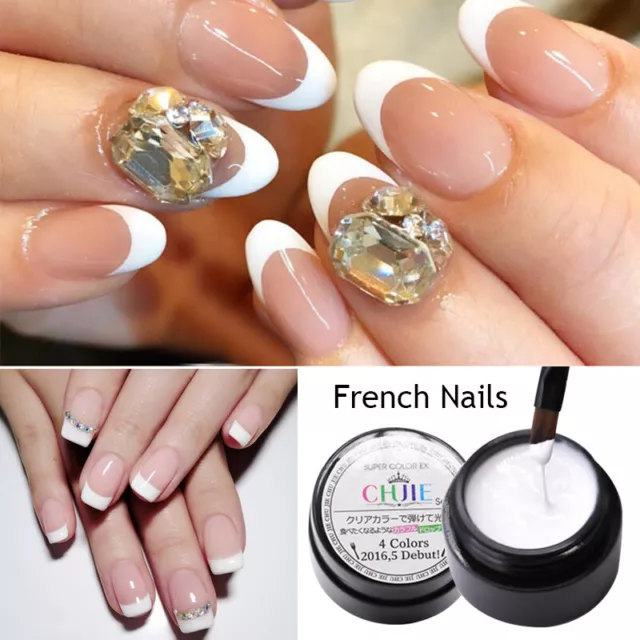 10 ml French Nails smalto bianco gel manicure nails art unghie bianche D E]
