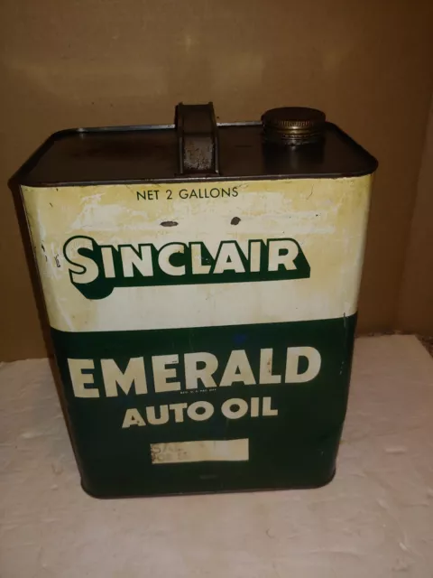 Vintage 40's/50's Sinclair Emerald Auto Oil 2 Gallon Metal Can,Motor,New York