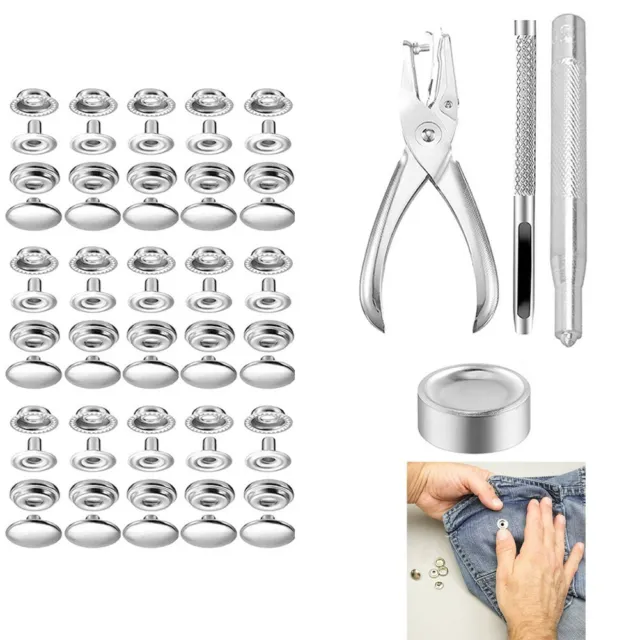 Bottoni Allacciatura Scatto Allacciatura Kit 204pcs Acciaio Inox 1.5cm/1.5cm