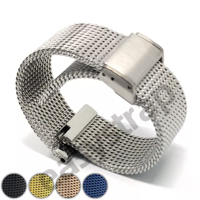 Premium 18-22mm Milanese Mesh Bracelet Stainless Steel Metal Watch Band Strap