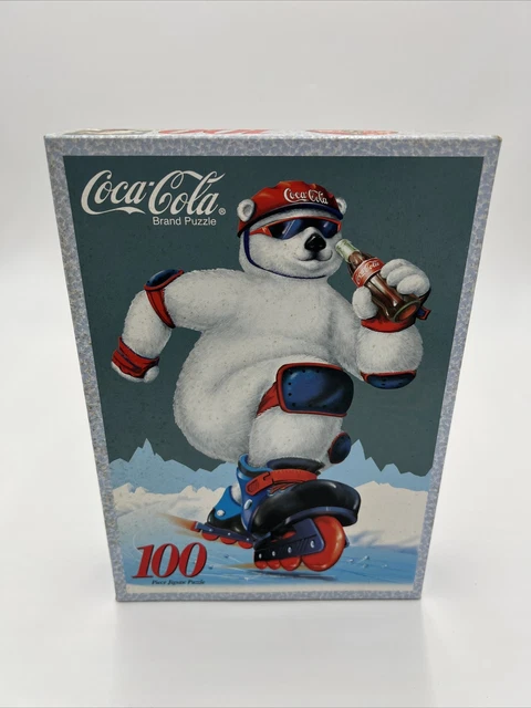 Vintage, Coca-Cola 100 Piece Jigsaw Puzzle, Rollerblade Bear 11.5"X16.25" SEALED