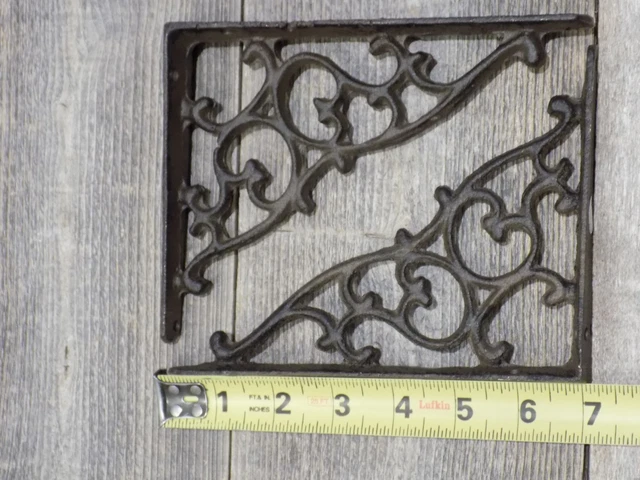2 Antique Style Shelf Brace Wall Bracket Cast Iron Brackets Vine Garden Corbels 3