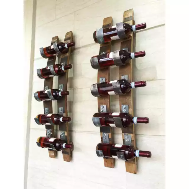 Wine Barrel Stave 5-Bottle Holder (Wine Rack - Wine Rack Wall Mount - Whiskey)