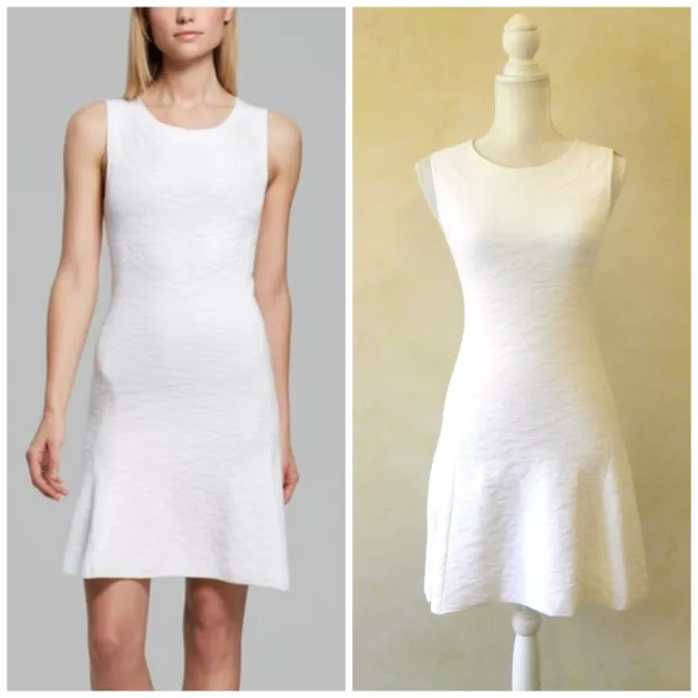 Theory  White Jacquard Sleeveless Stretch Fit & Flare Dress Small "Nikayla Mega"