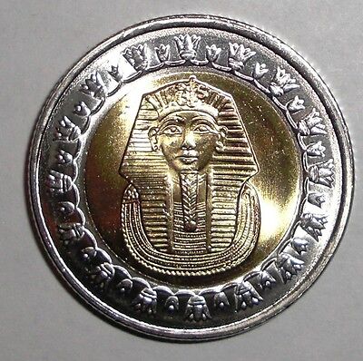 Egypt 1 pound, King Tut death mask, bimetallic coin