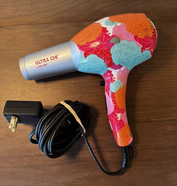 Ultra Chi Bohemian Bliss Professional Hair Dryer Low EMF (Floral Design) Used